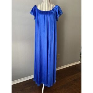 VINTAGE ~Henson Kickernick~ Blue Antron III Nylon Lace Nightgown Size Large S